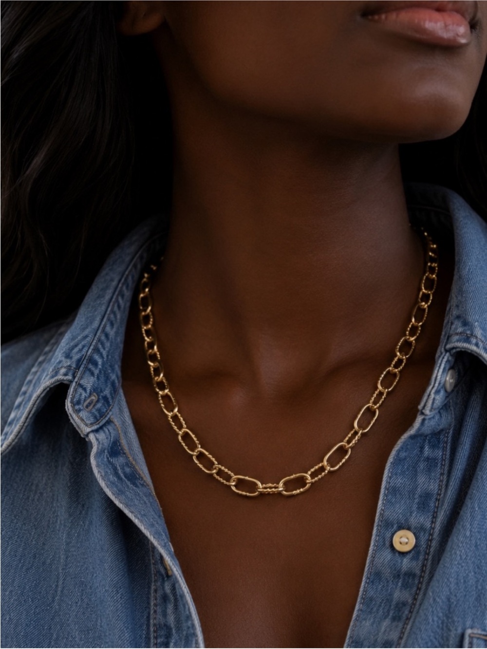 New! Gold Mixed Link Chain Necklace NWOT 5019